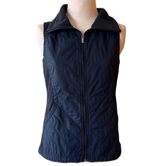 Columbia Small Black Quilted Vest Layering Fall Winter Spring Casual Cozy - Picture 1 of 8